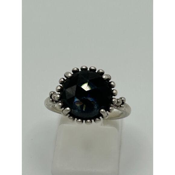 Vintage Sterling Pandora Ring with Blue Stone Size 6 - Picture 3 of 12